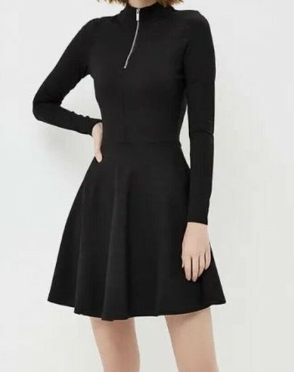 Karen Millen High Neck Zip Black Jersey Dress