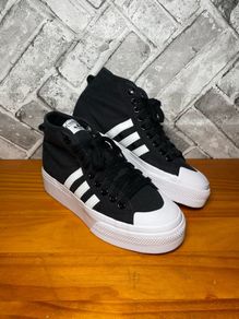 Adidas Nizza Platfom Ladies Black Canvas Trainers UK7 EU40.5