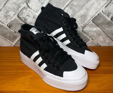 Adidas Nizza Platfom Ladies Black Canvas Trainers UK7 EU40.5