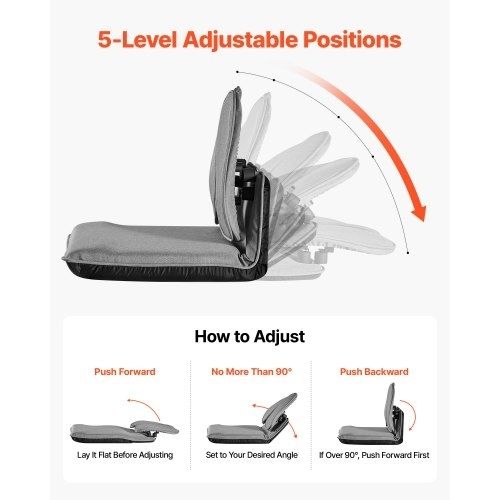 Floor Chair, 5 Adjustable Positions Folding Floor Gaming Chair with Ergonomic Back Support, Sturdy Metal Frame with Recycled Foam and Linen Fabric, Multifunctional for Reading, Relaxing, Gray