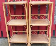 Vintage Bamboo Bedside Tables 1970s