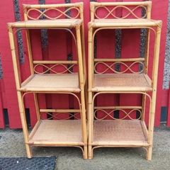 Vintage Bamboo Bedside Tables 1970s