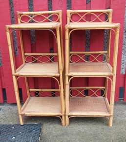 Vintage Bamboo Bedside Tables 1970s