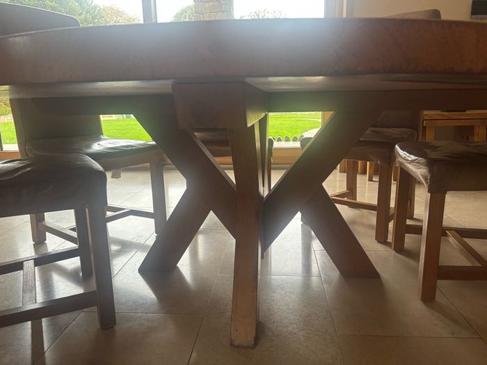 Solid Oak Table and 8 leather chairs