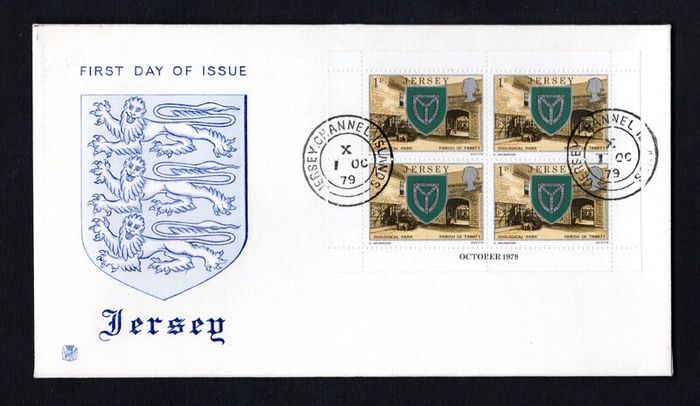 1979 Jersey 1p Parish of Trinity Definitive Stamps Booklet pane First Day Cover (FDC)