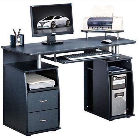 Computer Desk With Shelves And 2 Drawers For Home Office Pc