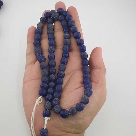 Antique African Style Cobalt Blue 9 -10mm Glass Beads Strands
