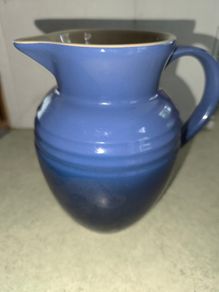 Vintage stoneware Le Creuset blue pitcher- France