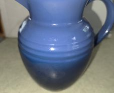 Vintage stoneware Le Creuset blue pitcher- France
