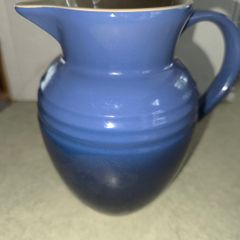 Vintage stoneware Le Creuset blue pitcher- France
