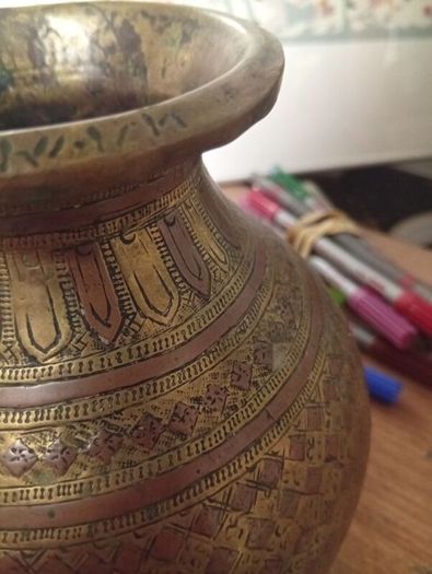antique Indian brass lota  over