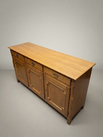 Danish Brutalist Oak Sideboard, 1960s Architectural Design