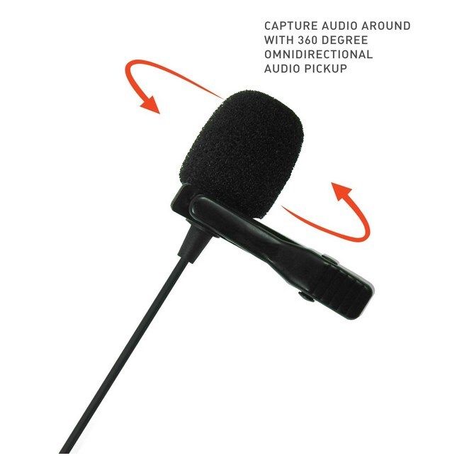 Auxiliary Omnidirectional Lavalier Microphone, Earphone For calls, Video Conferences, And Monitoring, Black, Small
