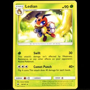 Ledian 10/147 Non Holo Rare Sun and Moon Burning Shadows Pokemon Card