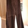 Chocolate Brown Suede Genuine Leather Fringed Cowboy Style Ladies Trousers Size 8 Image 8