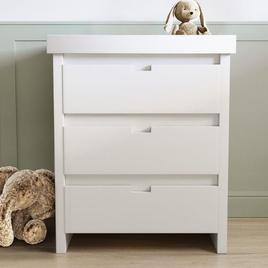 White Pine Wood Changing Unit with 3 Handleless Drawers