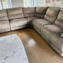 Beige manual recliner corner sofa set Image 2