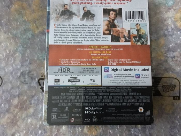 Cliffhanger 4K Steelbook Dolby Atmos Dolby Vision Region Free