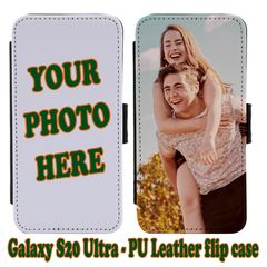Personalised Galaxy S20 Ultra - PU Leather Flip Case with your photo or image