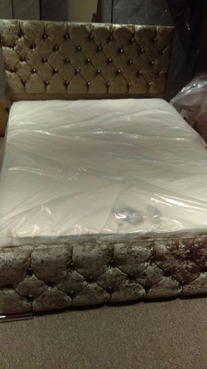 Monaco truffle bed frame and mattress