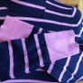 Marks and Spencer Ladies  Navy Blue and Pink striped Merino wool jumperUk 10 includes postage Image 3
