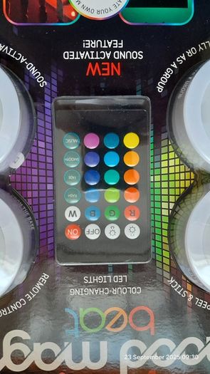 JML Mood Magic Beat Sound Responsive Remote Controlled Wireless Colour Changing LED lights - Pack Of 4