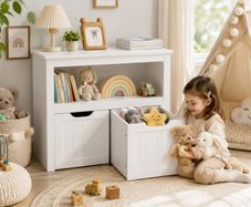 Kids Bookcase & Toy Storage Unit with Pull-Out Storage Boxes
