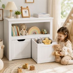 Kids Bookcase & Toy Storage Unit with Pull-Out Storage Boxes