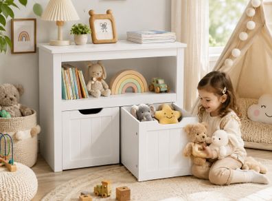 Kids Bookcase & Toy Storage Unit with Pull-Out Storage Boxes