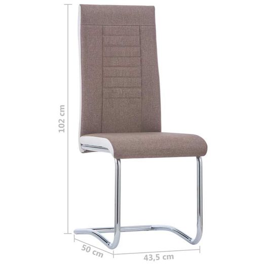 Cantilever Dining Chairs 6 pcs Brown Fabric