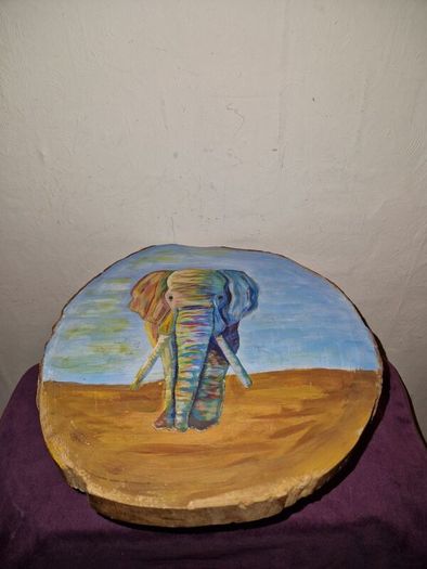 Hand painted wooden Elephant stand