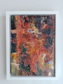 48cm Original Abstract Painting Framed Abstract Painting Fiery Red Orange Painting Modern Art Contemporary Irish Abstract Gerhart Richter Style