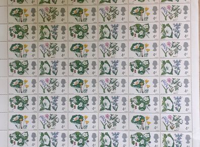 Sheets of Vintage UK Postage Stamps
