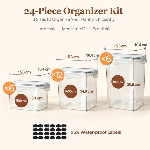 ComSaf Food Storage Containers with Lids Airtight 24 Pack Mixed Sizes - Brand New