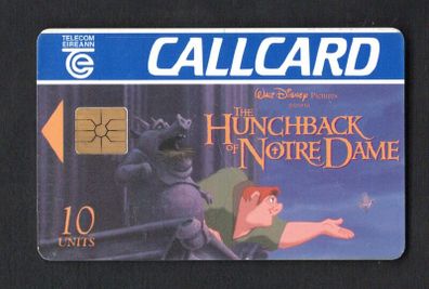 1996 Ireland 10 unit Walt Disney's new film "The Hunchback of Notre Dame" (Gemplus GEM1) Call Card Used. Telecom Eireann card number 1132
