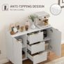 2-Door Sideboard with 3 Drawers and Adjustable Shelves - White Image 8