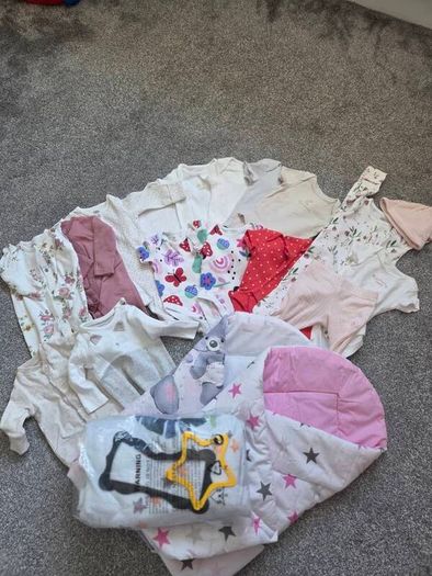Newborn clothes, swaddles, blanket