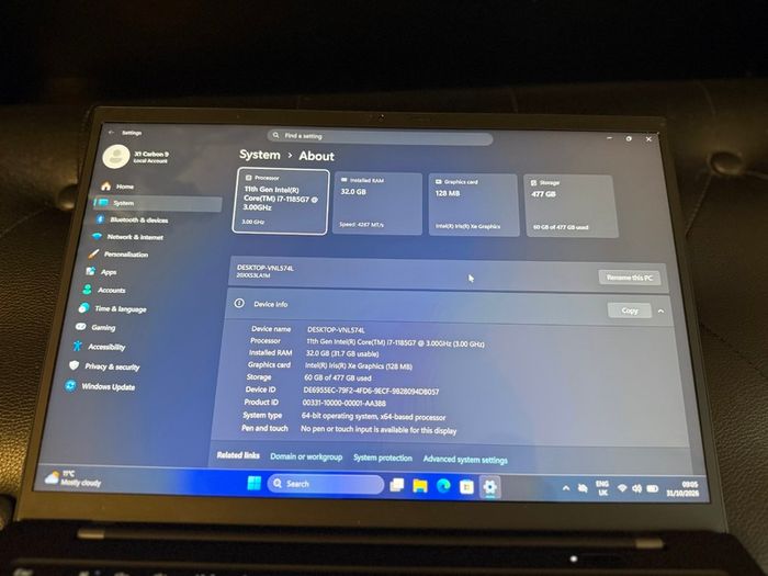 Lenovo X1 Carbon Gen 9 Laptop i7/32GB/512SSD/4K