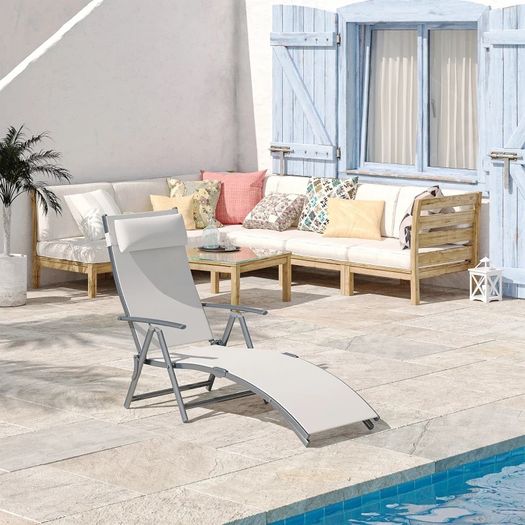 NEW SALE | Sun Lounger Recliner, Textilene Brown
