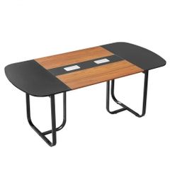 Conference Table, 1800 mm Oval Office Meeting Table for 6-8 Person, Modern Seminar Desk with Metal Legs, Large Meeting Desk for Office, Boardroom