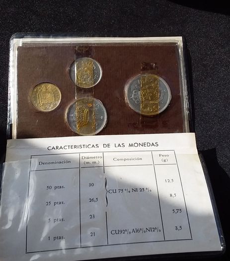 Official 1979 Spain Mint Coin Set (Juan Carlos 1) - 8 Uncirculated Peseta Coins