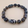 Vintage Himalayan Tibetan Eye Stripe Agate Beads With dotted Decorated Beads Bracelet Image 2