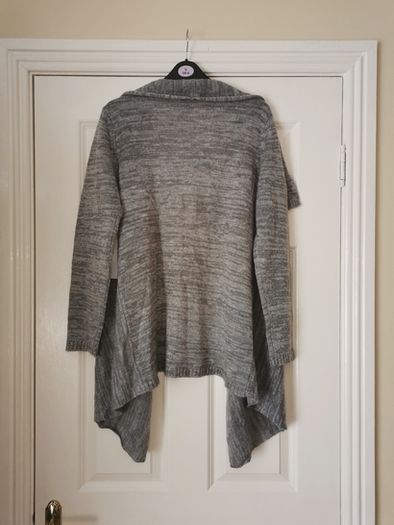 Grey Knitted Waterfall Cardigan