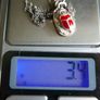Vintage Sterling silver 925 scarab beetle necklace, Scarab beetle pendant with red enamel, Enamel necklace, Scarab jewelry 3,4g length - 16" Image 8