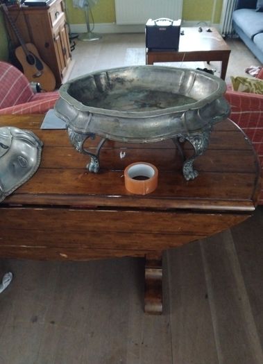 antique silver server dish