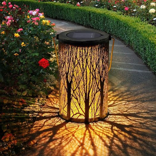 Solar Lanterns for The Garden - OxyLED Metal LED Tree Garden Hanging Lanterns IP44 Waterproof Moroccan Garden Ornaments Outdoor for Patio Fence Pathway Wall Table Tree Bronze