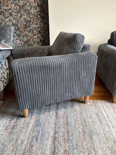 Grey corduroy armchair