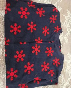 Dunnes fleecy navy pyjamas with red snowflakes