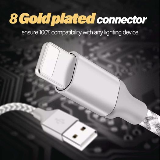 1M/2M/3M USB Lightning Cable For iPhone 7 8 12 13 X 11 Pro Long Charger Charging Fast Lead 1m 2m 3M