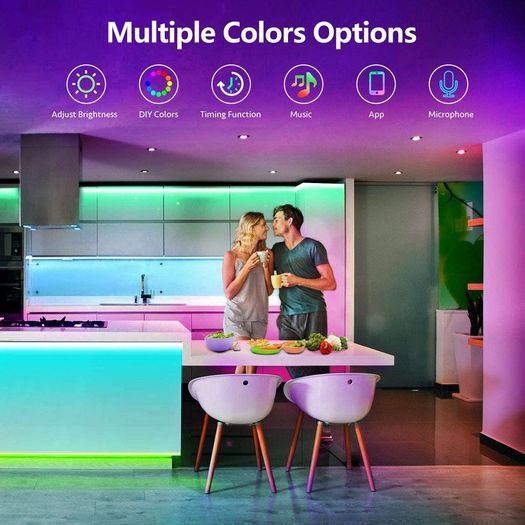 12M(2 x 6M) Music Sync Colour Changing RGB LED Strip 44-Key Remote, Sensitive Built-in Mic, App Controlled LED Lights, 5050 RGB LED Light Strip(APP+Remote+Mic+3 Button Switch) [Energy Class A+]